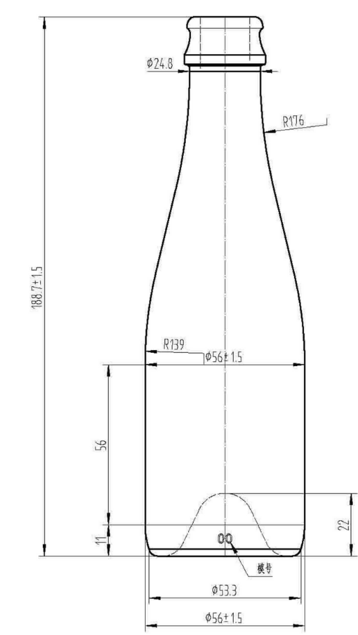Drawing 200ml Antique Green Champagne Bottle #215