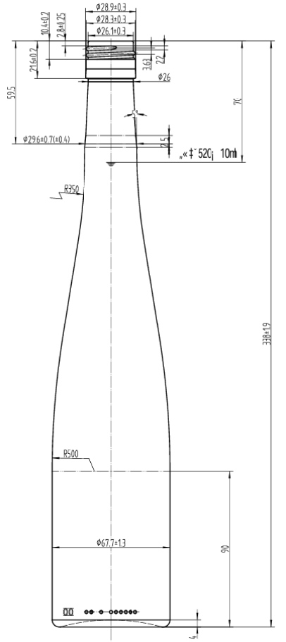 Drawing 500ml Transparent Hock Bottle #490