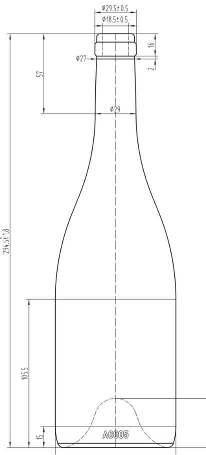 Drawing 750ml Antique Green Burgundy Bottle #530