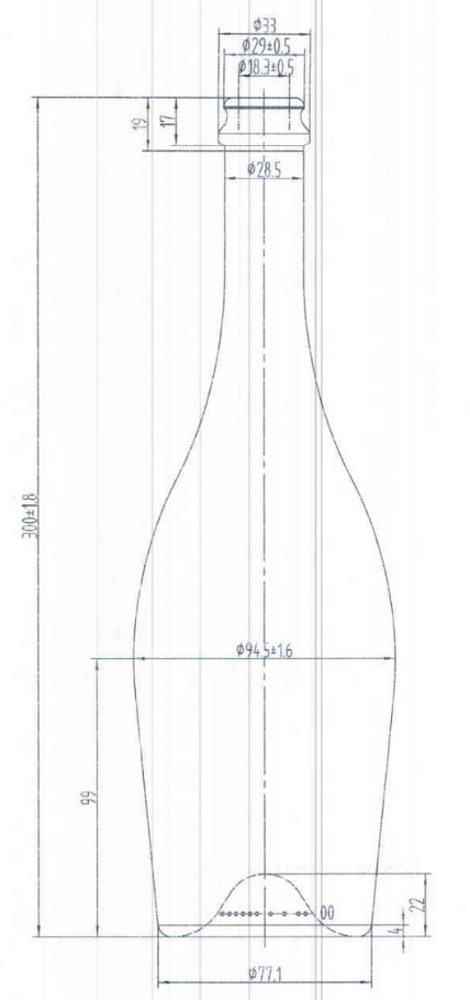 Drawing 750ml Transparent Champagne Bottle #610
