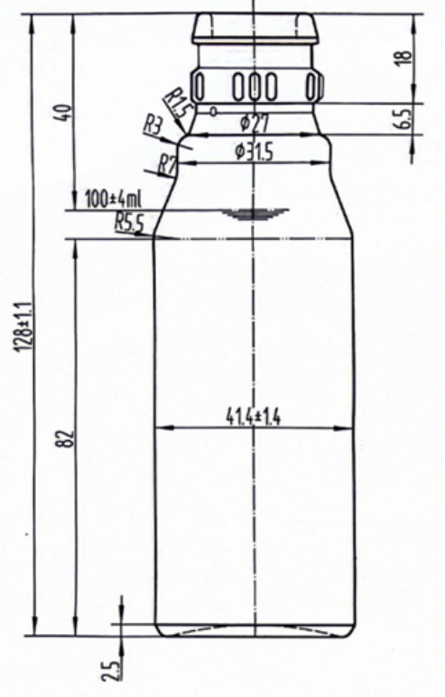 Drawing Mini Antique Green Olive Oil Bottle 100ml