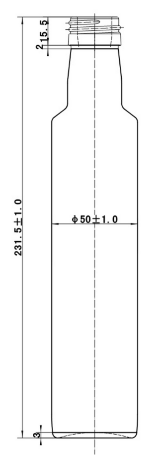 Drawing Round Light Green Olive Oil Bottle 250ml