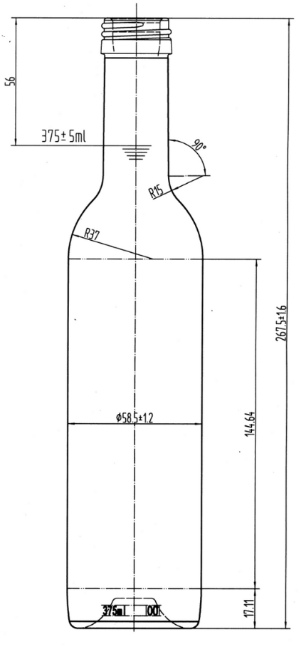 Drawing Round Light Green Olive Oil Bottle 375ml