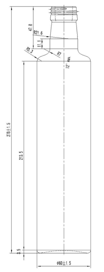 Drawing Round Light Green Olive Oil Bottle 500ml