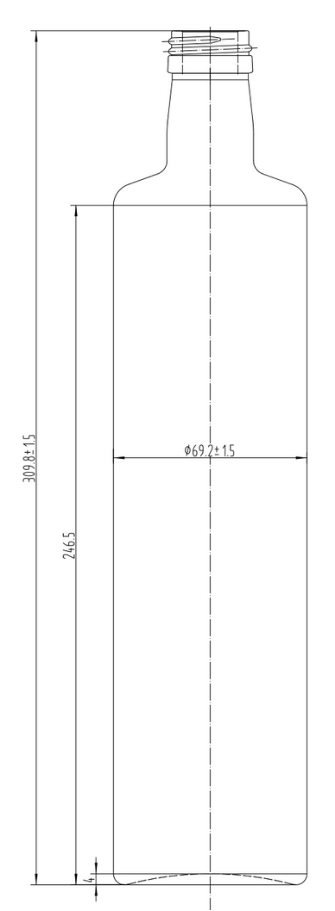 Drawing Round Light Green Olive Oil Bottle 750ml