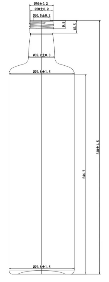 Drawing Round Olive Oil Bottle 1000ml