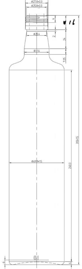 Drawing Round Olive Oil Bottle 750ml