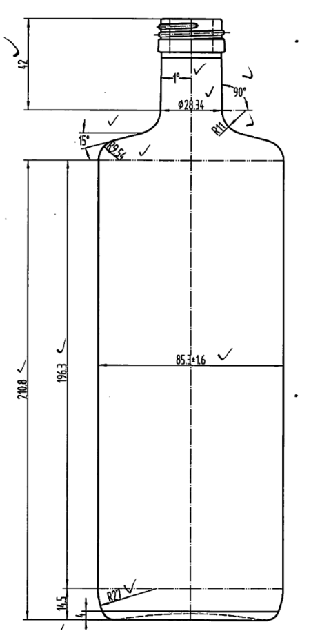 Drawing Square Light Green Olive Oil Bottle Slim Round Neck 750ml