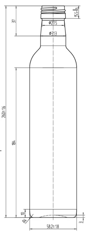 Drawing Square Olive Oil Bottle 500ml