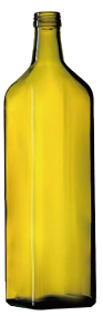 Square Light Green Olive Oil Bottle Slim Round Neck 1000ml