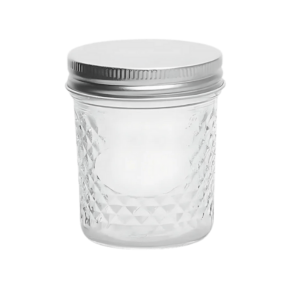 200ml Mason Jar embossed with diamond pattern