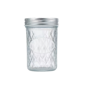 250ml Mason Jar embossed with diamond pattern