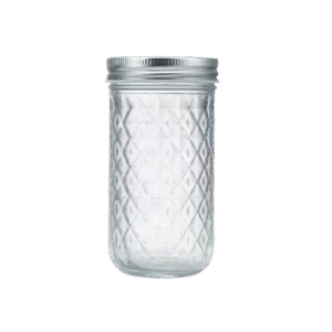 350ml Mason Jar embossed with diamond pattern