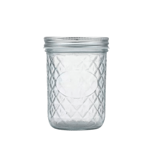 500ml Mason Jar embossed with diamond pattern