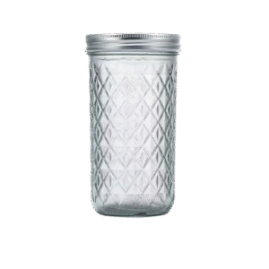 650ml Mason Jar embossed with diamond pattern