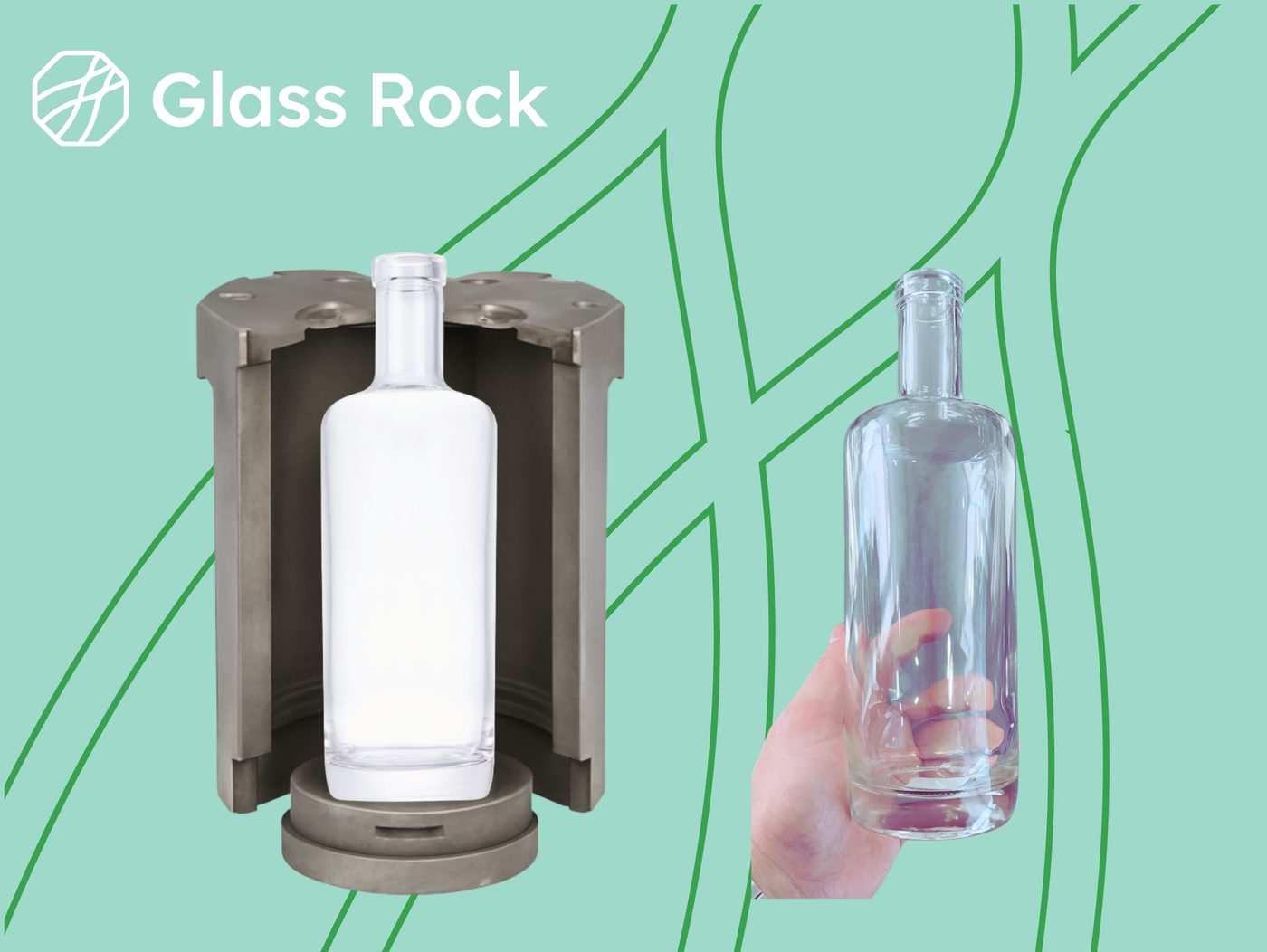 Glass bottle mold opening — from mold to finished bottle sample
