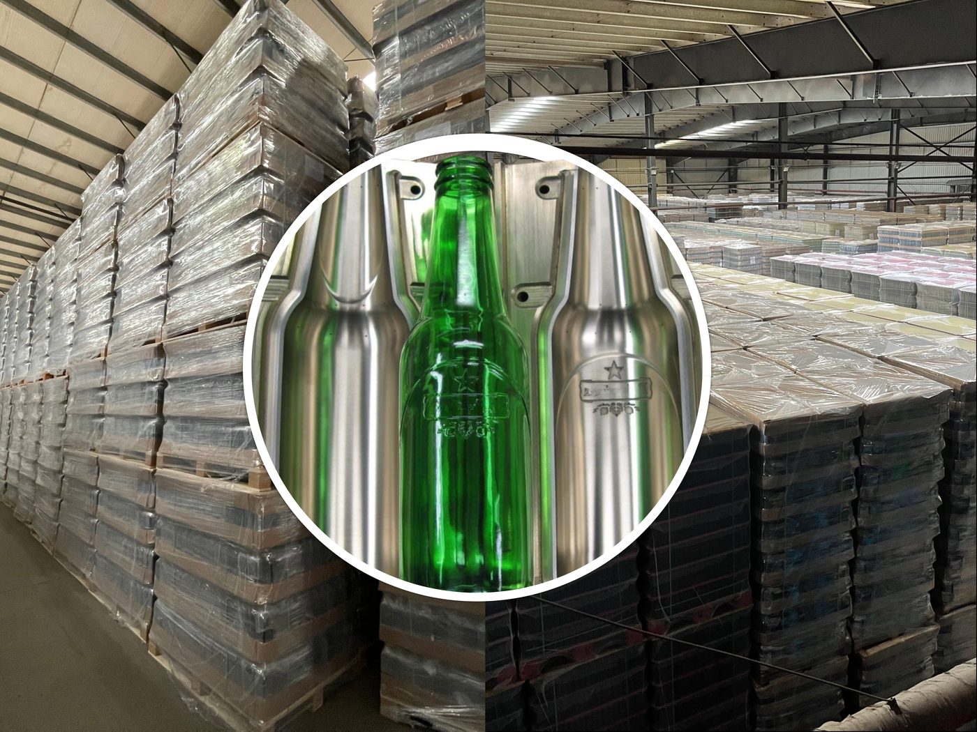 Glass bottle molds and stock warehouse — Glassrock factory