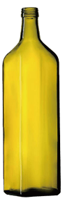 Square Light Green Olive Oil Bottle Slim Round Neck 1000ml