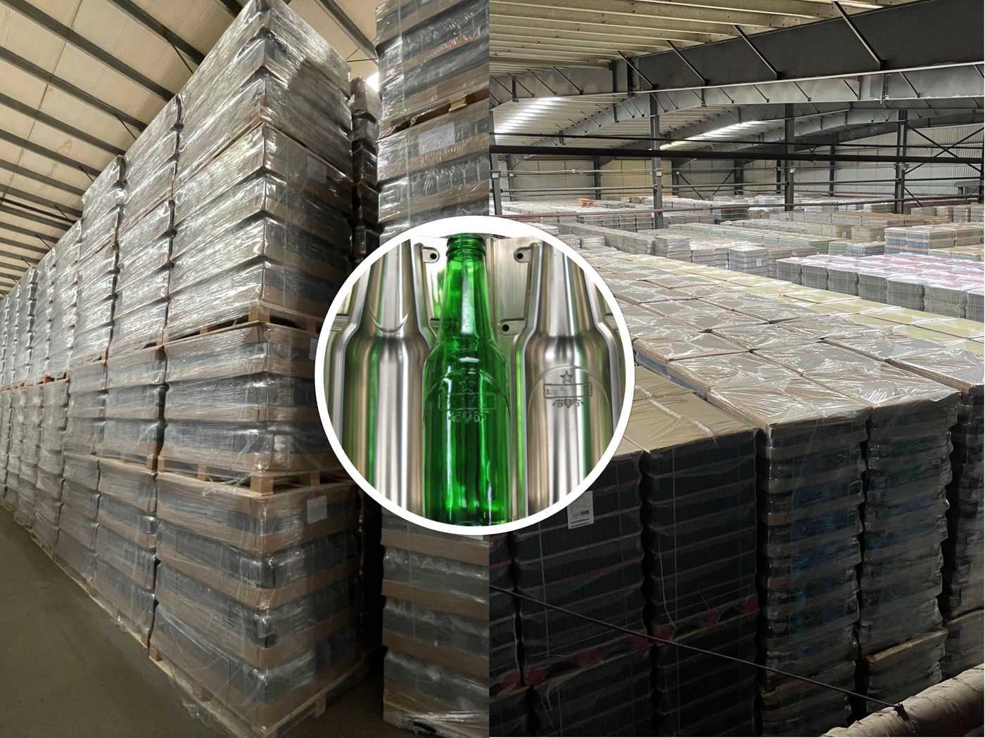 Comparison between a custom bottle mold and a stock mold