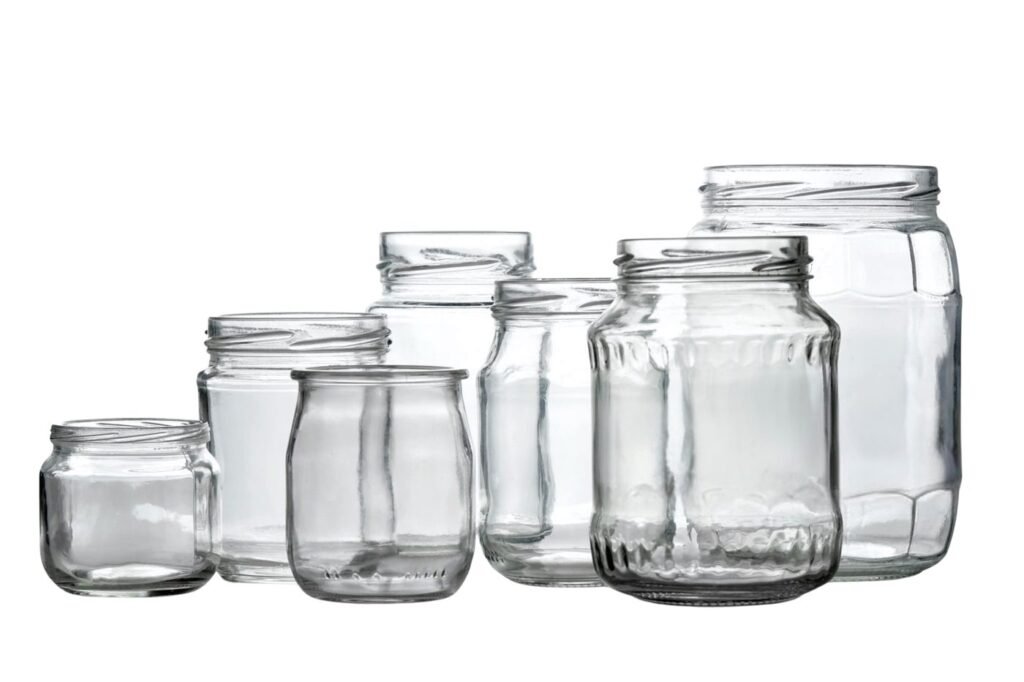 Mason jars in several sizes with metal lids